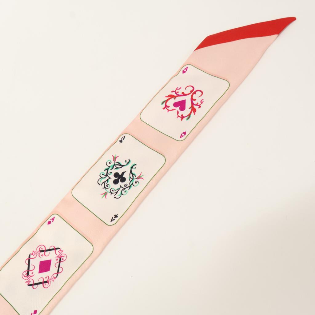 HERMES [Brand new, unused] H063169S-04 JEU DE CARTES Playing Cards Silk Twilly scarf 04 DJ/ROSE NACRE/FUCUsed