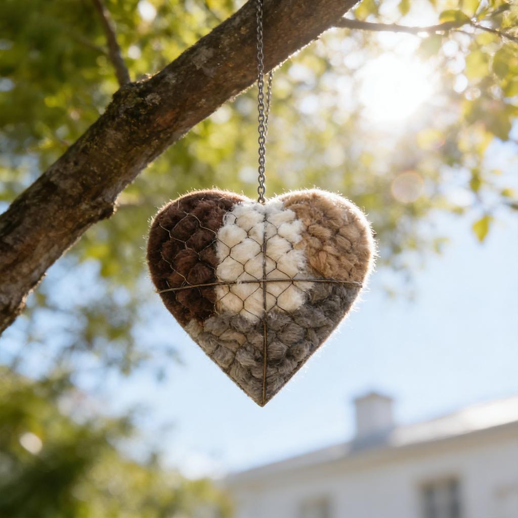 Handmade Fiber Bird Nesting Heart, Refillable Birds Haven 1 Heart Shape Nesting, Winter Gifts Animal Hummingbirds