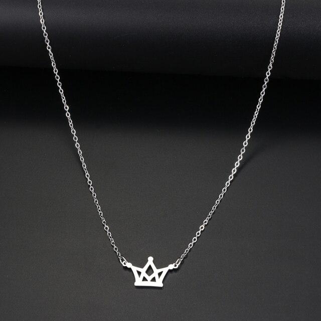 Stainless Steel Necklaces Classic Small Crown Pendant Chain Choker Charm Fashion Necklace For Women Jewelry Party Wedding Gifts