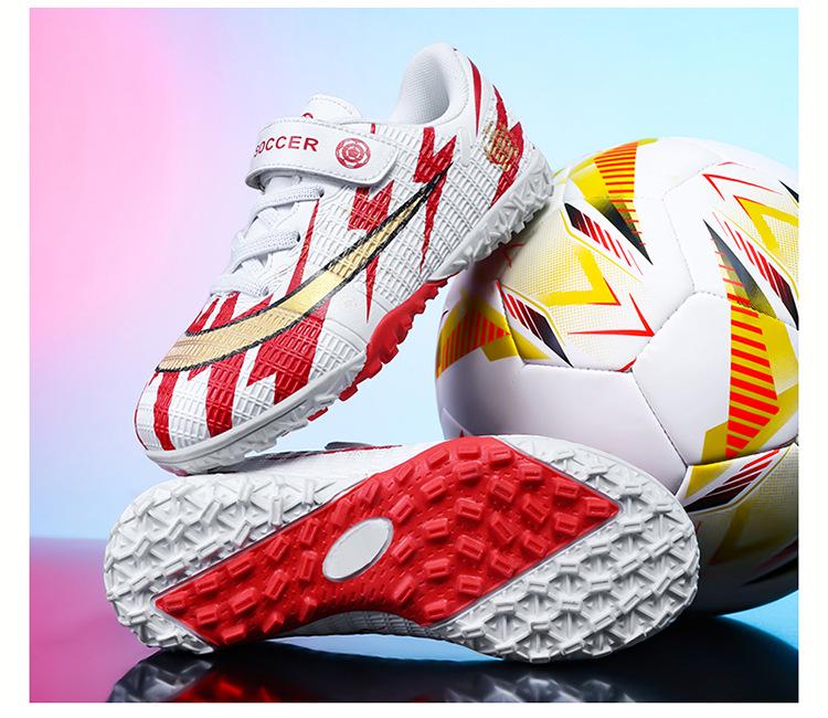 Velcro Lace-Free Soccer Shoes for Kids: Boys & Girls Training TF Studs