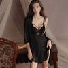 Good Morning with You: Sexy Pajamas Women's Sweet Mesh Ice Silk Strap Night Dress Outerwear Gown Homewear Suit Pure Desire Style