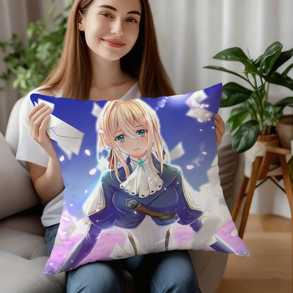 Anime Violet Evergarden Pillow Case Plush Fabric Soft Pillowcase Double Sided Print Cushion Cover Household Gifts