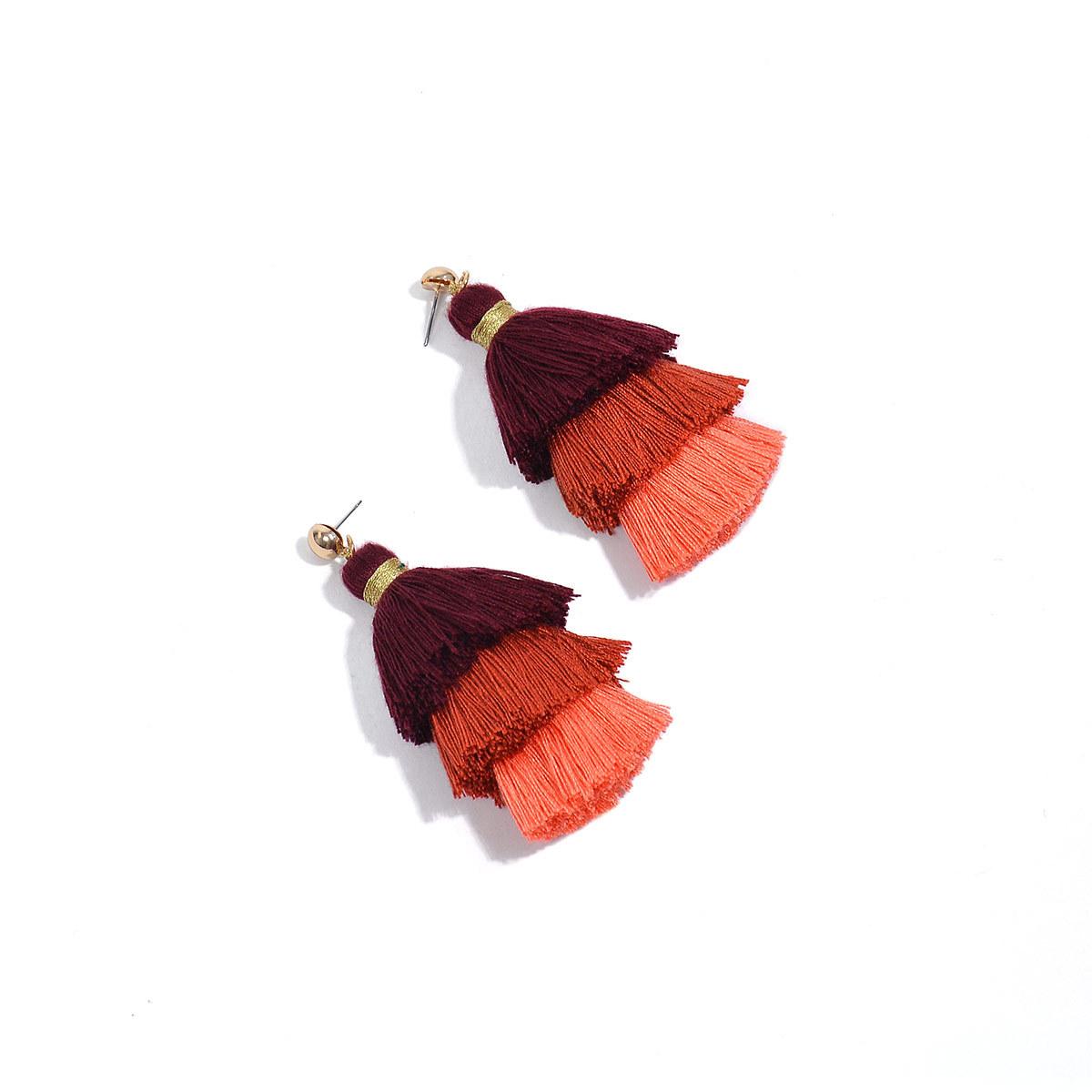 

Модные аксессуары, винтажные этнические серьги-башенки из хлопковой нити, геометрические многослойные серьги с бахромой