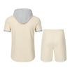 Men's Color Block Hooded Short Sleeve Cardigan Jacket and Shorts Set for Summer