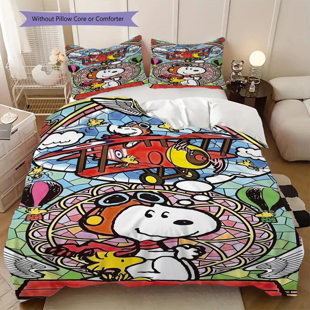 Huse de pilotă moi și confortabile cu desene Peanuts, Set de lenjerie de pat pentru copii Cadou, Diverse dimensiuni disponibile LXR168