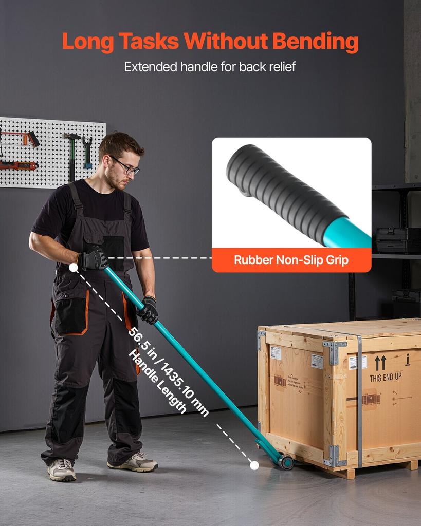 Prylever Bar, 4 T Weight Capacity, 1.4 M Carbon Steel Handle Lever Dolly, Pry Lever Bar with Wheels for Large Pallets, Heavy Items, Concrete Blocks,