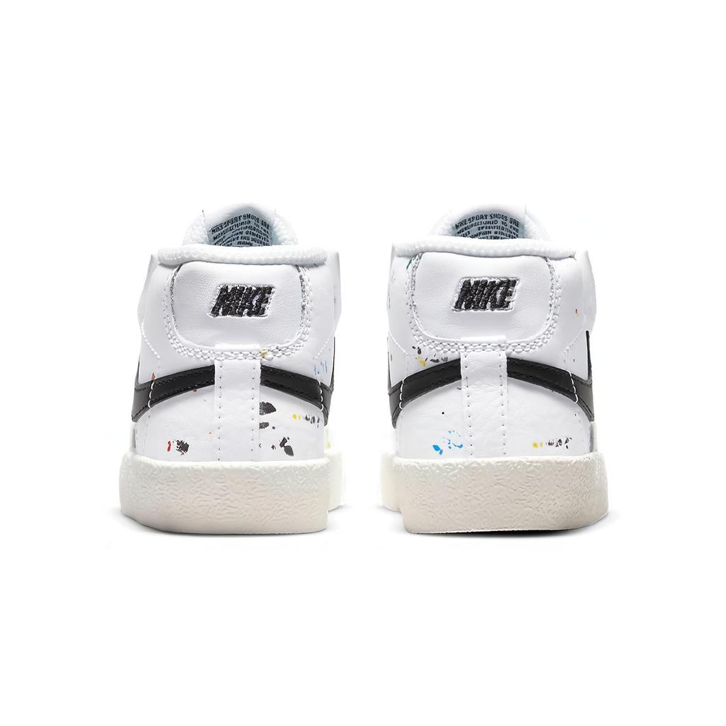 New Nike Blazer 77 BB Slip-Resistant Cushioning Wear-Resistant Mid-Top Skateboard Shoes White Black Infant And Toddler DJ2620-100