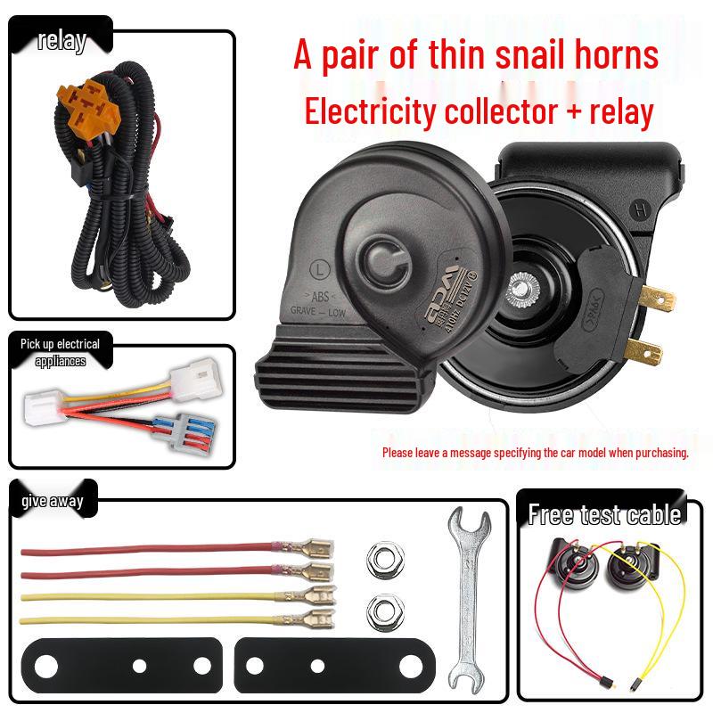 Fits Xiao Niu Electric Vehicle 12V Slim Waterproof Dustproof Snail Horn, Single to Double Conversion.