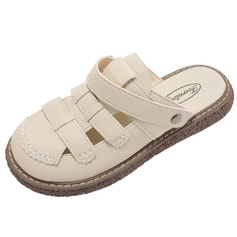 Light commuting white retro non-slip bag head thick-soled slippers for women's summer wear 2025 new height-enhancing cool slippers