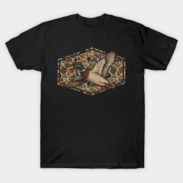 Men Black Print T-shirt Mallard Duck Camouflage Hunting Season Waterfowl Hunter No-Cut Transfer Paper Print Cotton Tshirt 4XL