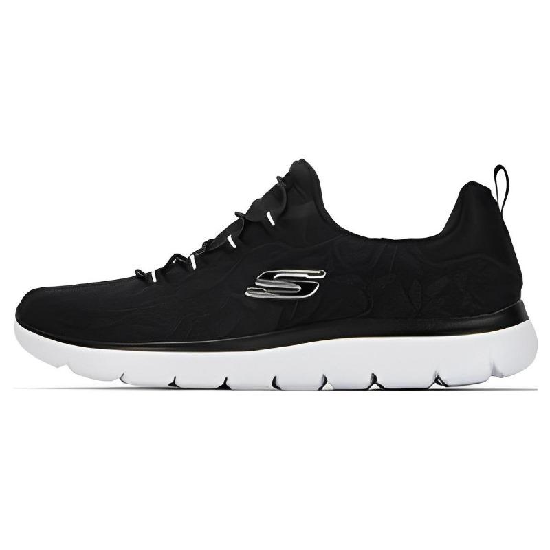 Skechers Summits Women Black Low Top Running Shoes Leather Cushion Comfort 149936-BKW 35.5