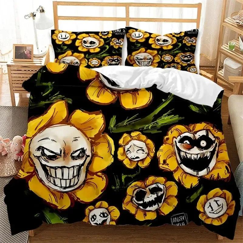 Cartoon Pumpkin Duvet Cover Gothic Halloween Skull Bedding Set Polyester Lantern Ghost Comforter Cover King For Boys Girls Decor