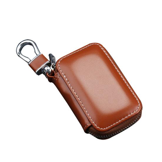 Stylové originální kožené pouzdro na klíčenku do auta Kryt na klíčenku na zip Chránič sáčku
