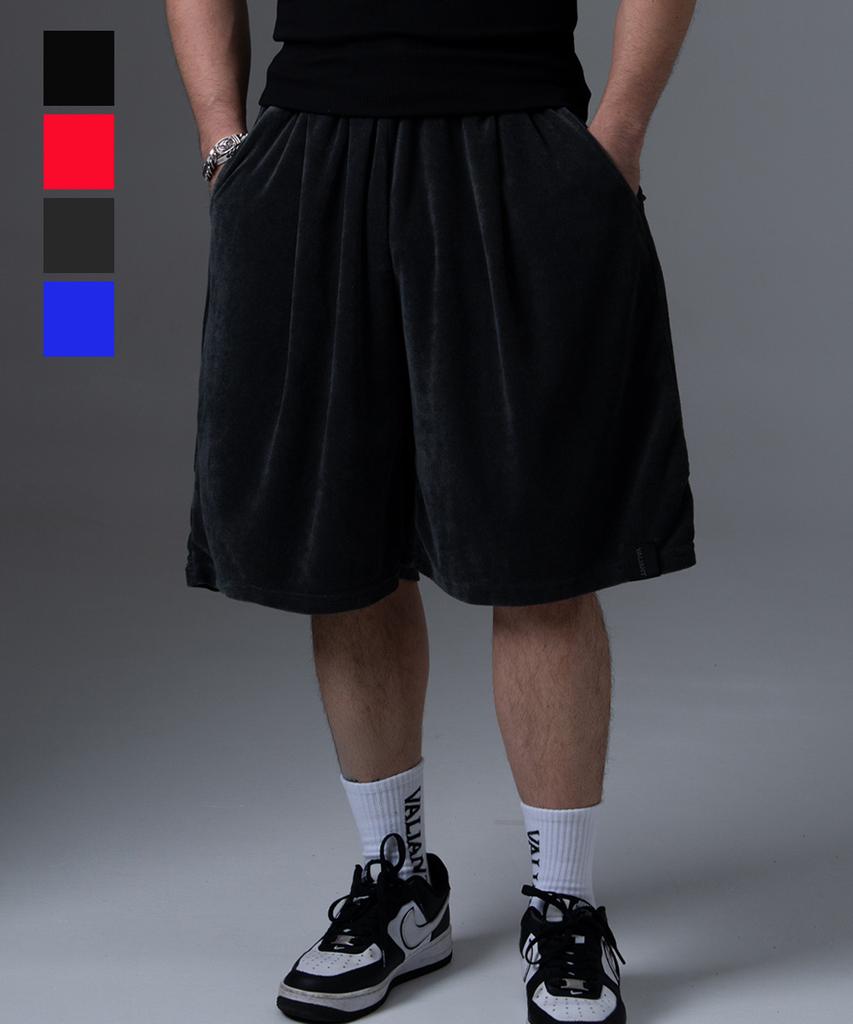 Ballianteu Terry Wide Knee-Length Single-Pleat Bermuda Shorts Black