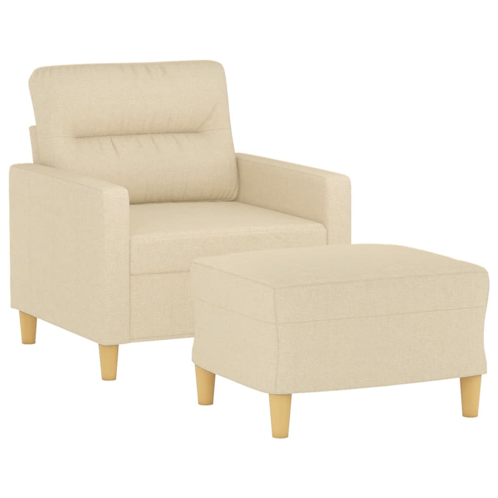 Cream Armchair with Footstool 60 Cm Fabric
