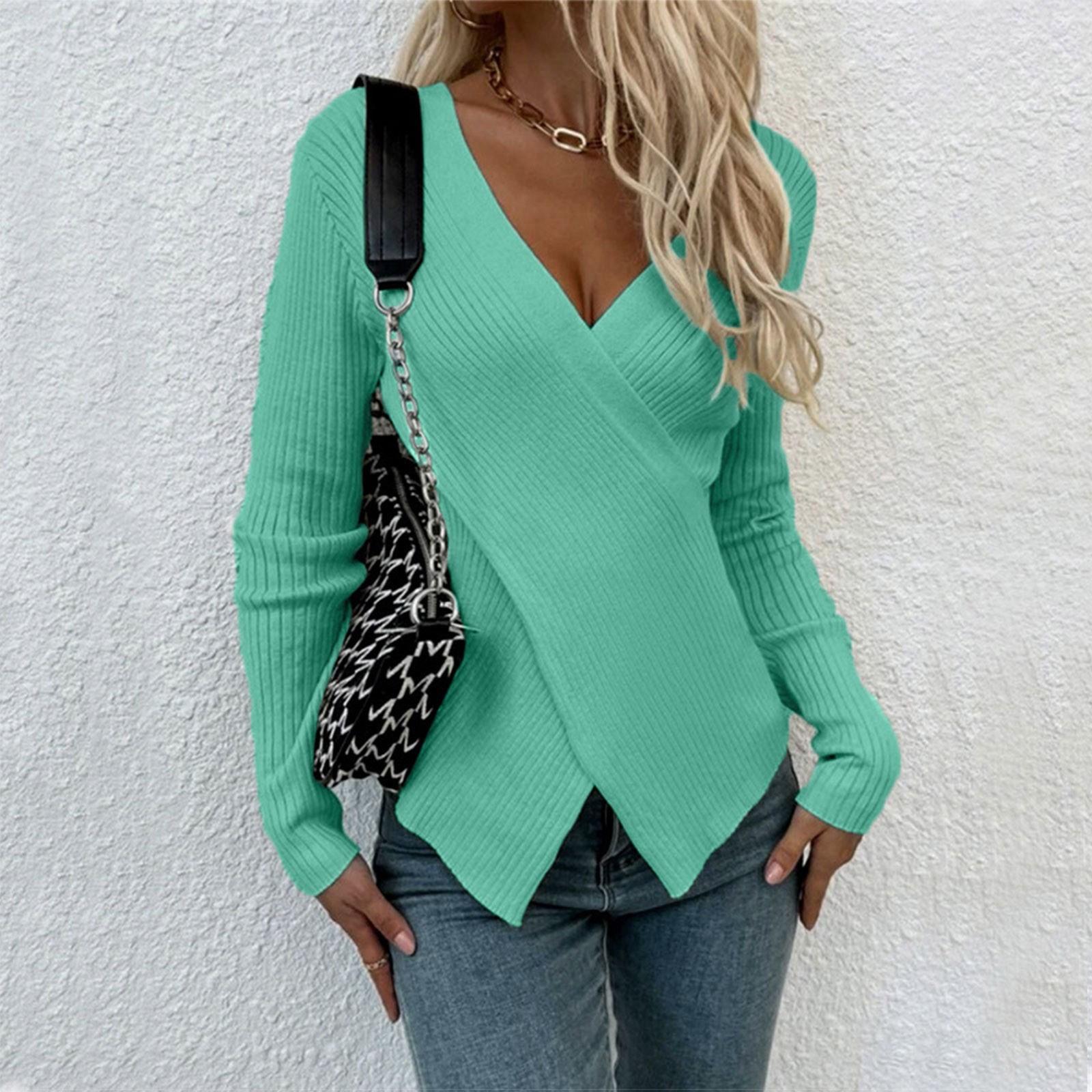 

Женский модный повседневный однотонный свитер с длинным рукавом, тонкий свитер, пуловер, топ XL синий