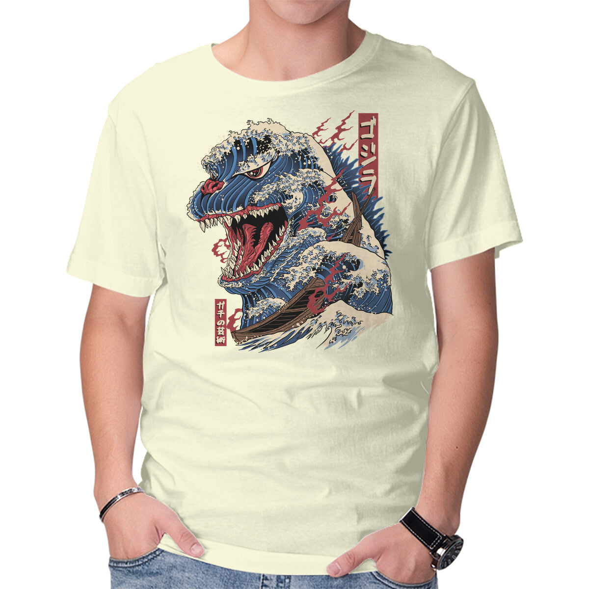 Unisex Crew Neck T-Shirt Great Godzilla Graphic Short Sleeve Casual Tee XXXL