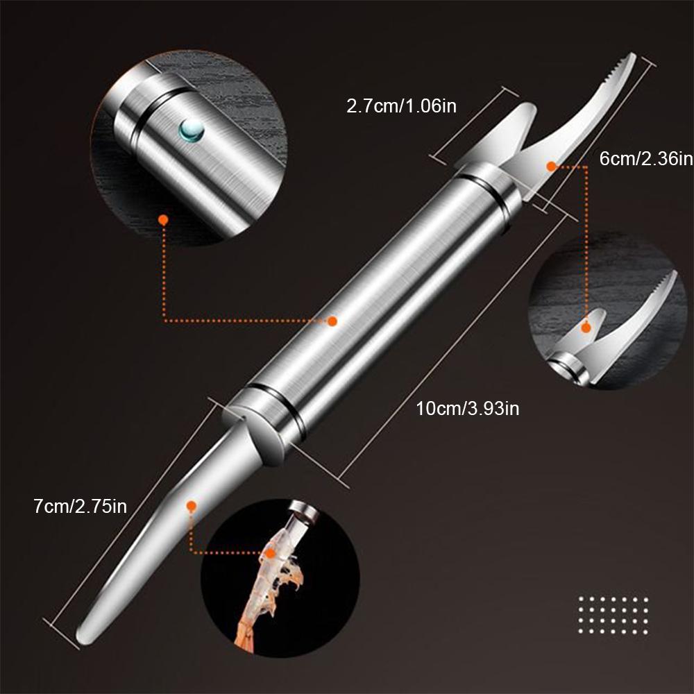 6 w 1 Obieraczka do krewetek Nóż ze stali nierdzewnej Obcinacz do linii krewetek Wielofunkcyjny szybki obieraczka do krewetek Narzędzie do obierania skorupek Narzędzie do owoców morza