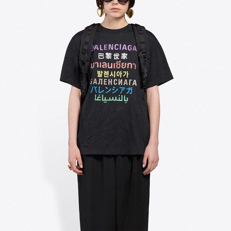 Balenciaga Regular Sleeve T Shirt Women's Black 612965TJVI32771