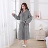 Four Seasons Merbau Hooded Coral Fleece Bathrobe: Thick, Wearable Bath Towel with Cross Tie and Long Sleeves.