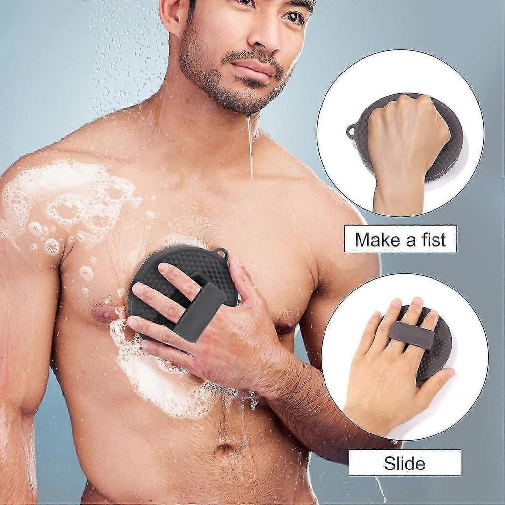 2pcs Silicone Bath Brush, Gentle Exfoliating Body Brush Massage Body Brush Deep Cleansing Exfoliating Bath Essentials All Skin Types,Black,14*16.5cm