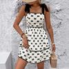 Bow Print Summer Vacation Strap Skirt Slings Slings Dress