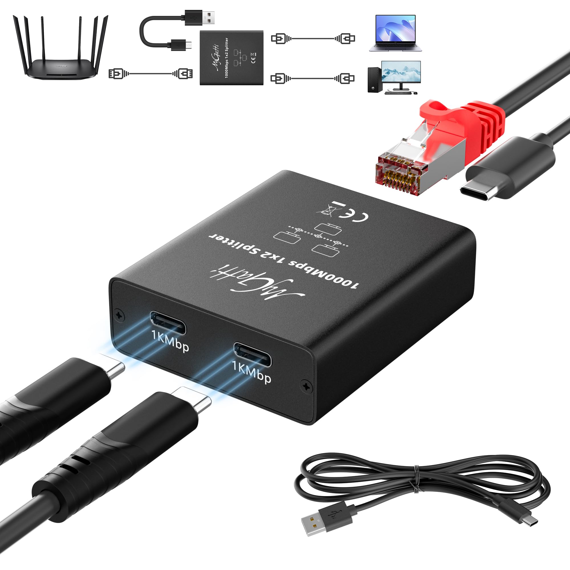 

Адаптер разветвления интернета 1000 Мбит/с LAN разветвитель Ethernet преобразование USB-хаб 1 вход 2 выхода Вход на Ethernet расширитель разветвитель 2 устройства чёрный