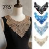 Fashion Neckline Enhancement Floral Lace Collar Insert, Embroidery V-neck Applique, Elegant Crafting Materials for Garments Hollow Petal Design,