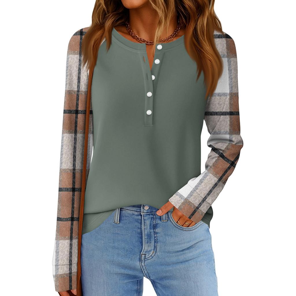Women's Fashion  Loose Long Sleeve Round Neck Casual Top