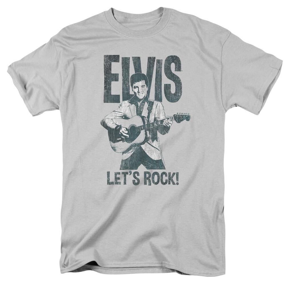 26 Elvis Presley Lets Rock T Shirt Mens Licensed The King Tee Silver Unisex T-Shirt M