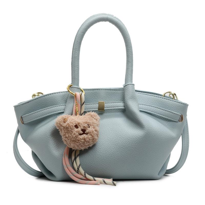 Spring and Summer New Fashionable Simple Pleated Vegetable Basket Bag Niche Design Lychee Pattern Texture Versatile Messenger Women's Bag