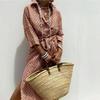 Long Sleeve Cotton Linen Shirt Dress Elegant Long Dress for Women Fashion Print Button Lapel Neck Casual Dresses Robe Femme