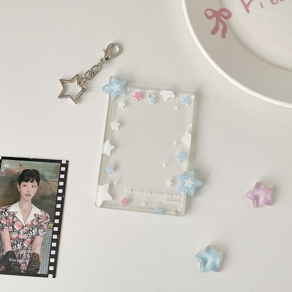 Cute Idol Photocard Display Pendant Transparent Acrylic Card Holder with Star Girls 3-Inch Photo Card Hard Case Cover Bag Decor