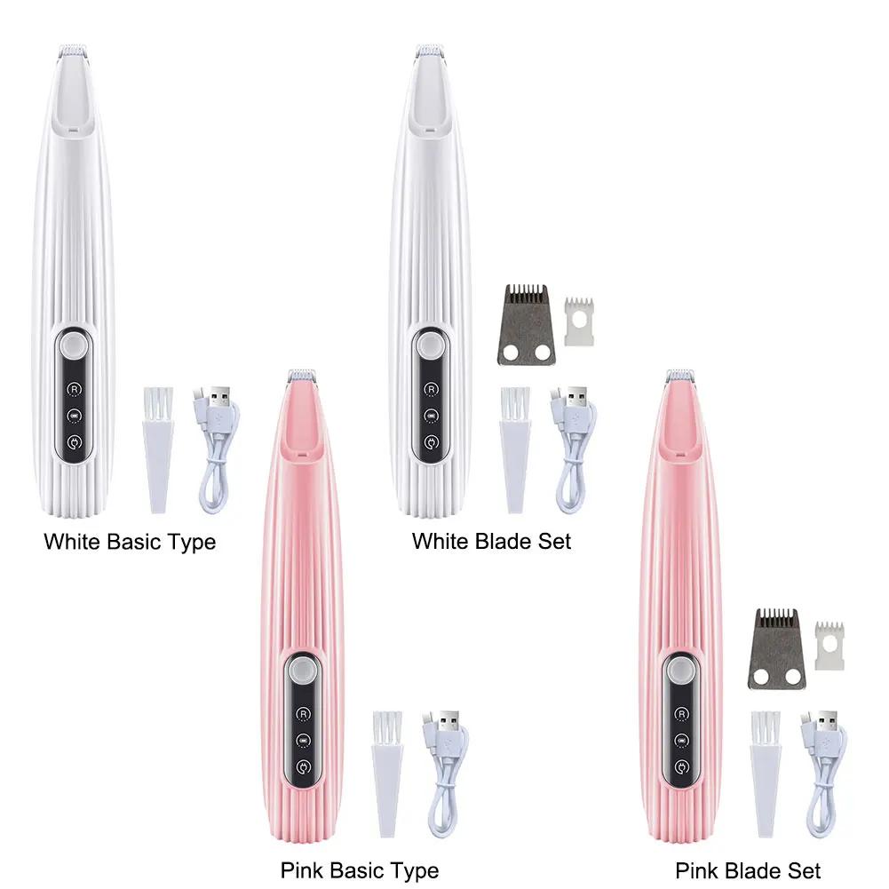 Cat Paw Trimmer Cat Clippers USB Rechargeable Pet Grooming Shaver with Light Hair Trimmer LED Display for Eyes Ears Face Rump