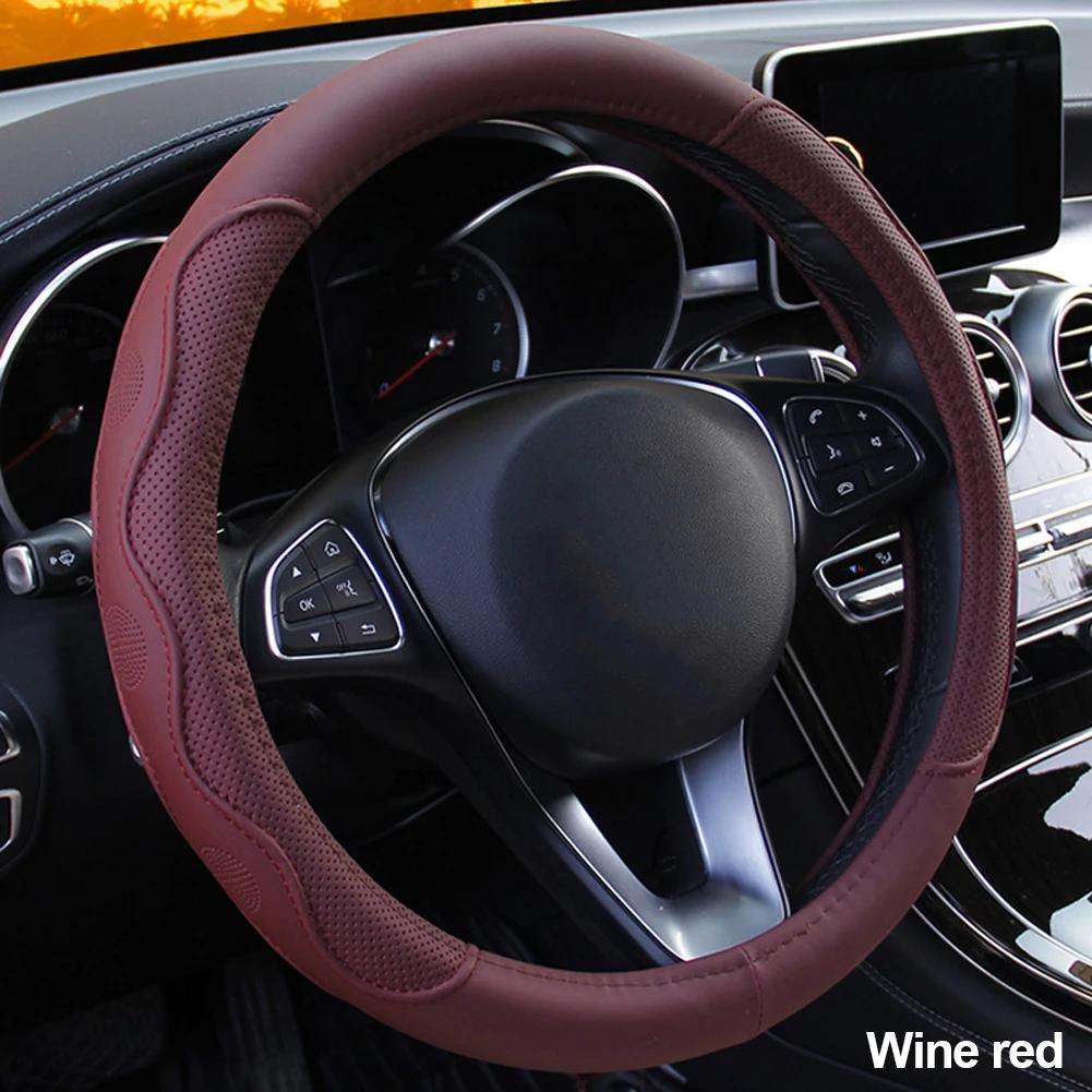 38cm Universal Steering Wheel Cover Soft Artificial Leather Braid Steering Wheel Cover Sport Styling Cover Interior Accessories