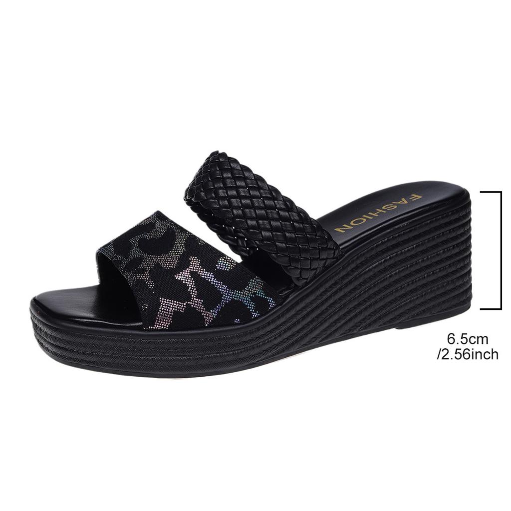 Fashion Women's Fashion Wedge Slippers Summer New Round Head Leopard Print Thick Soft Sole Anti-slip Wear-resistant Sandals