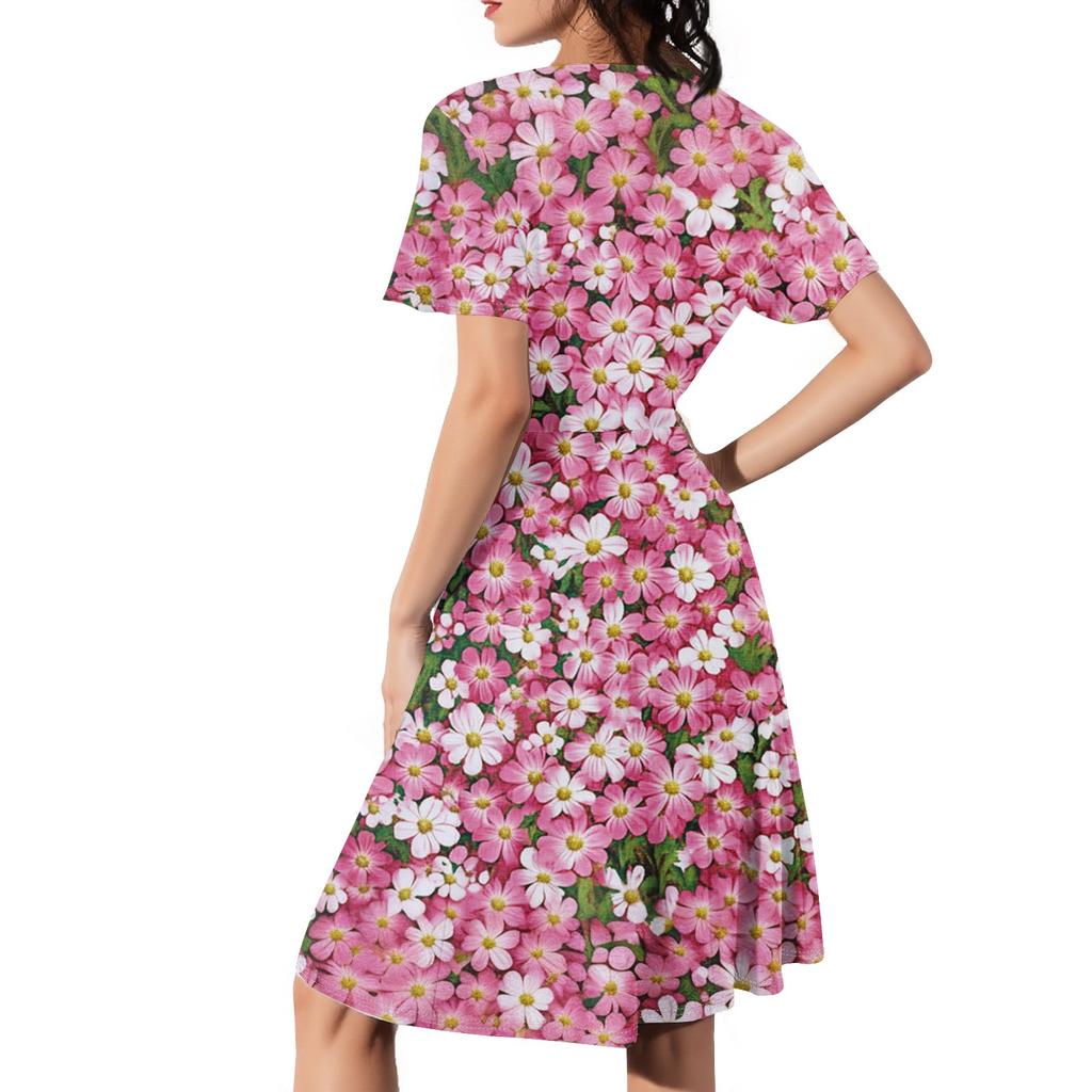 Damen Freizeitmode V-Ausschnitt Ärmellos Druckkleid