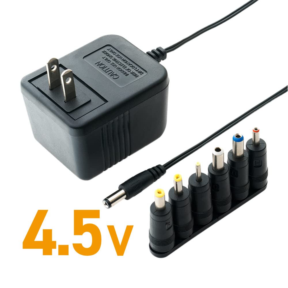 Miyoshi MCO AC DC Adapter, Low Noise Transformer Type, Includes 6 Plug Types, Built-in Output Voltage Stabilization Circuit, 4.5V Output, 700mA