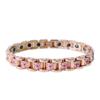 Stainless Steel Magnetic Bracelet With Crystal Floral Design Women Men Fashionable Geometric Style Jewelry