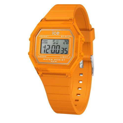 Authorized Ice Watch Watch for Men and Women, 022886, ICE Digit Retro Neon Orange Clear Small 32mm