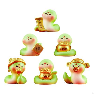 6Pcs Miniature Snake Figurines Statues Chinese Small Sculptures for Desk Ideal Gift
