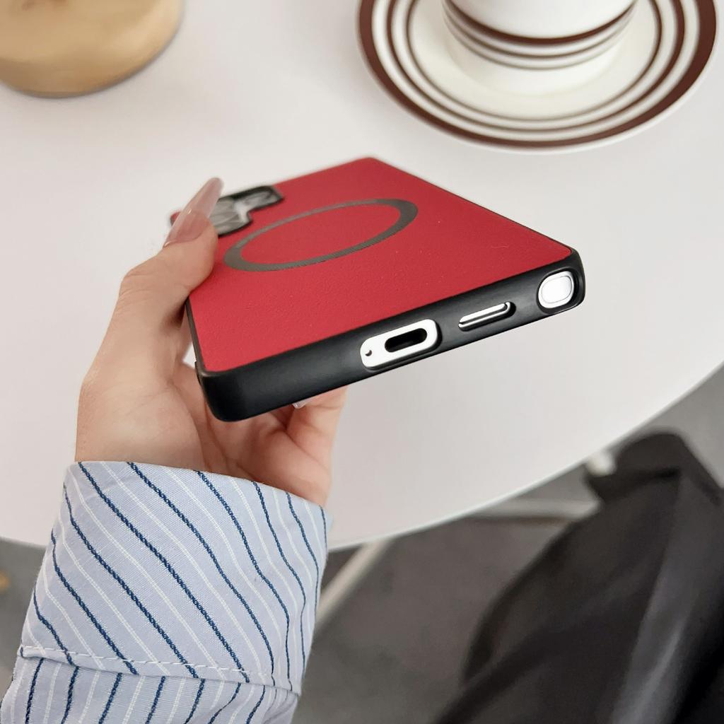 For Samsung Galaxy S25 Ultra Case Compatible with MagSafe Anti-Drop PU Leather+TPU Cover