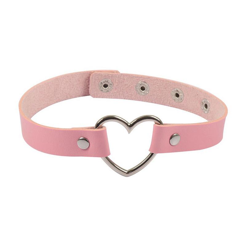 Black Multi Color Punk Collar Necklace Sexy Pu Leather Heart Lock Key Spike Choker For Women Gothic Cosplay Party Jewelry