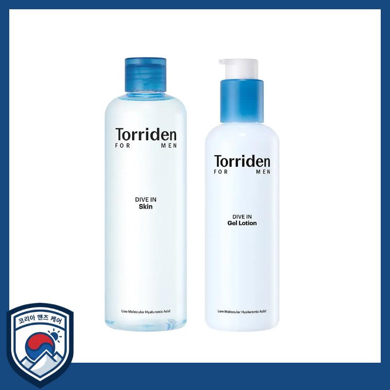 

[Torriden] DIVE-IN For Men Low-Molecular Hyaluronic Acid Skincare Set (Skin 300ml + Gel Lotion 200ml)
