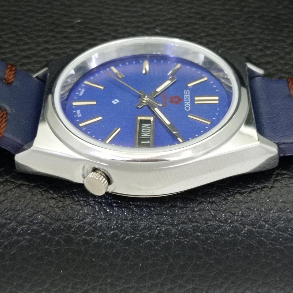 REFURBISHED VINTAGE SEIKO EXPO 70 AUTOMATIC JAPAN MENS BLUE DIAL WATCH a433574-2 R117-a433574