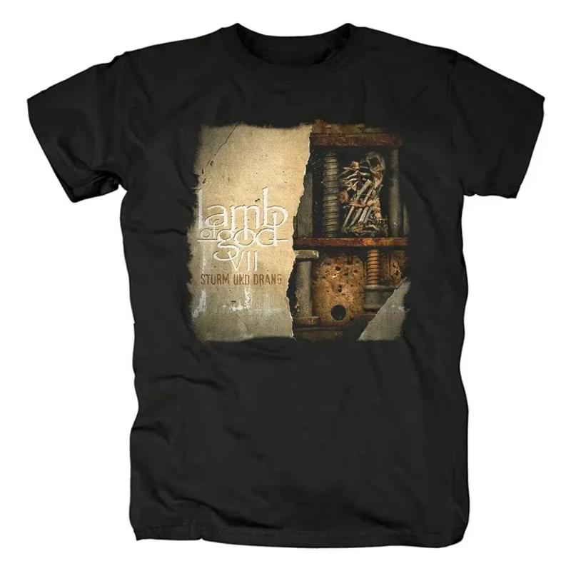 Lamb of God Heavy Mental Band T-shirt Mens 100% Cotton Tshirt Summer Short Sleeve Graphic Tee-shirt Harajuku Streetwear T Shirts