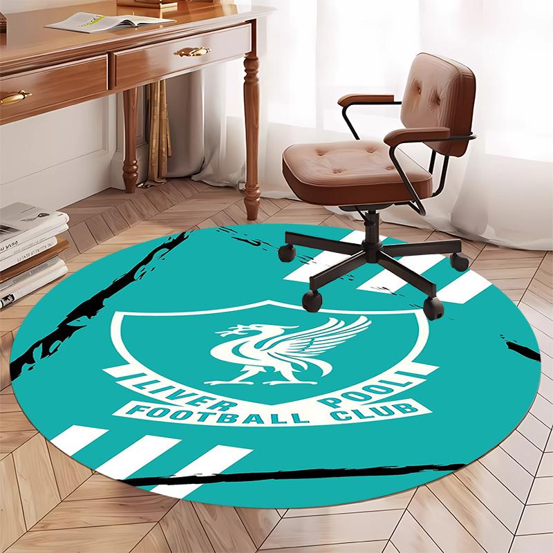 Alfombra Redonda Estampada del Liverpool Football Club Alfombra para Silla Alfombra de Área Felpudos para Entrada, para Silla de Oficina Sala de Estar Dormitorio Cocina.