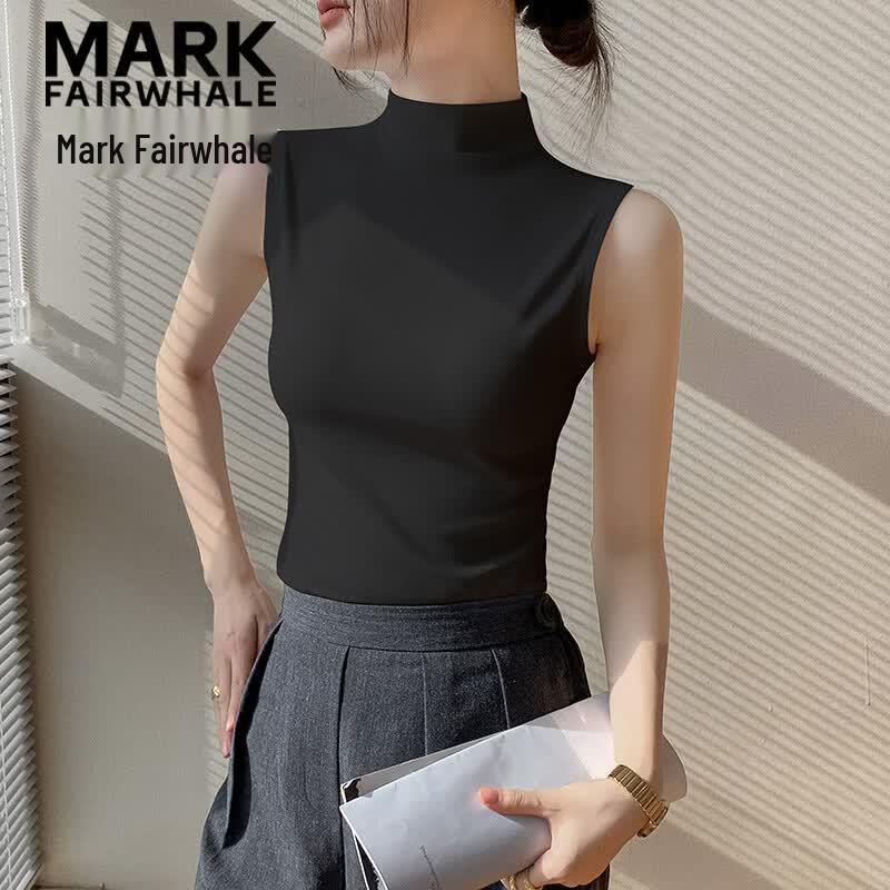 MARK FAIRWHALE Women s Semi-High Collar Sleeveless Tank Top M