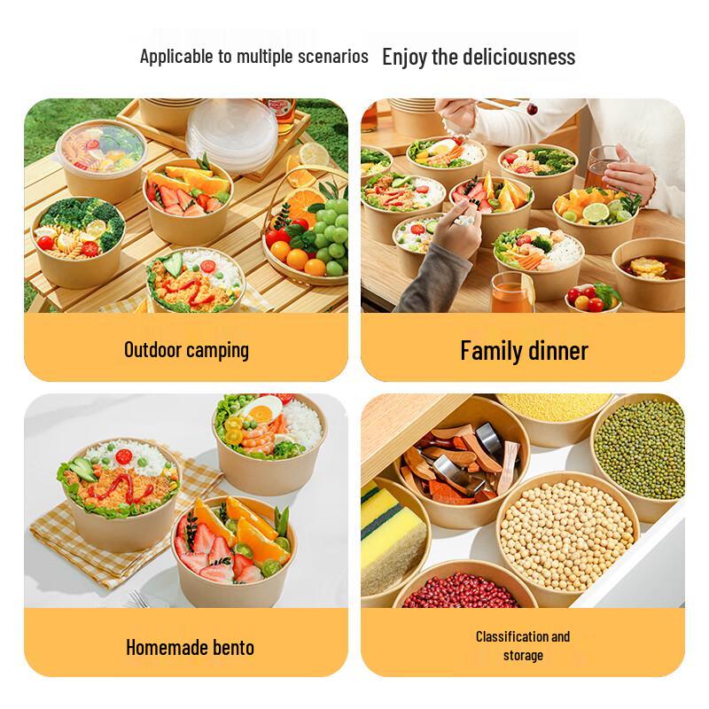 Meliya Disposable Kraft Paper Food Containers with Lids