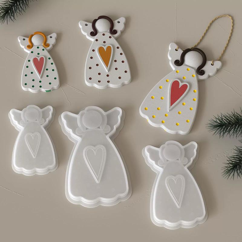 WTEMPO Wing Girl Shaped Design Pendant Making Molds DIY Resin Epoxy Handcrafts Molds Christmas Tree Hanging Ornaments Molds Festive Decoration Molds